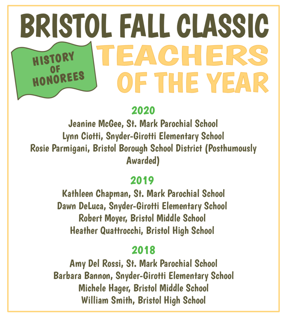 Bristol Fall Classic History of Teachers of the Year Honorees
